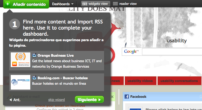 Ayuda contextual en Netvibes