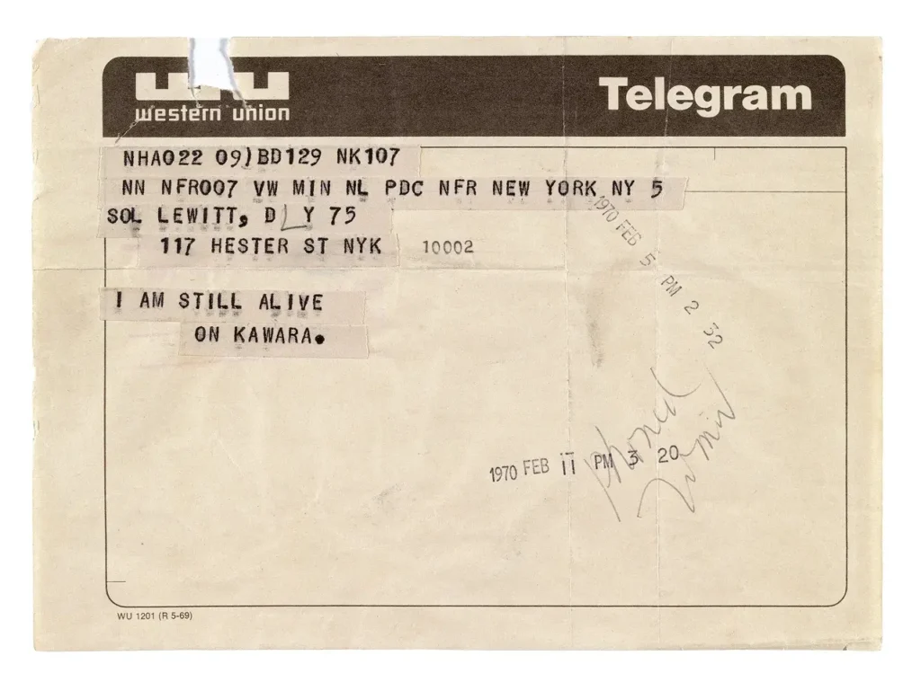 Telegrama de On Kawara a Sol LeWitt.
