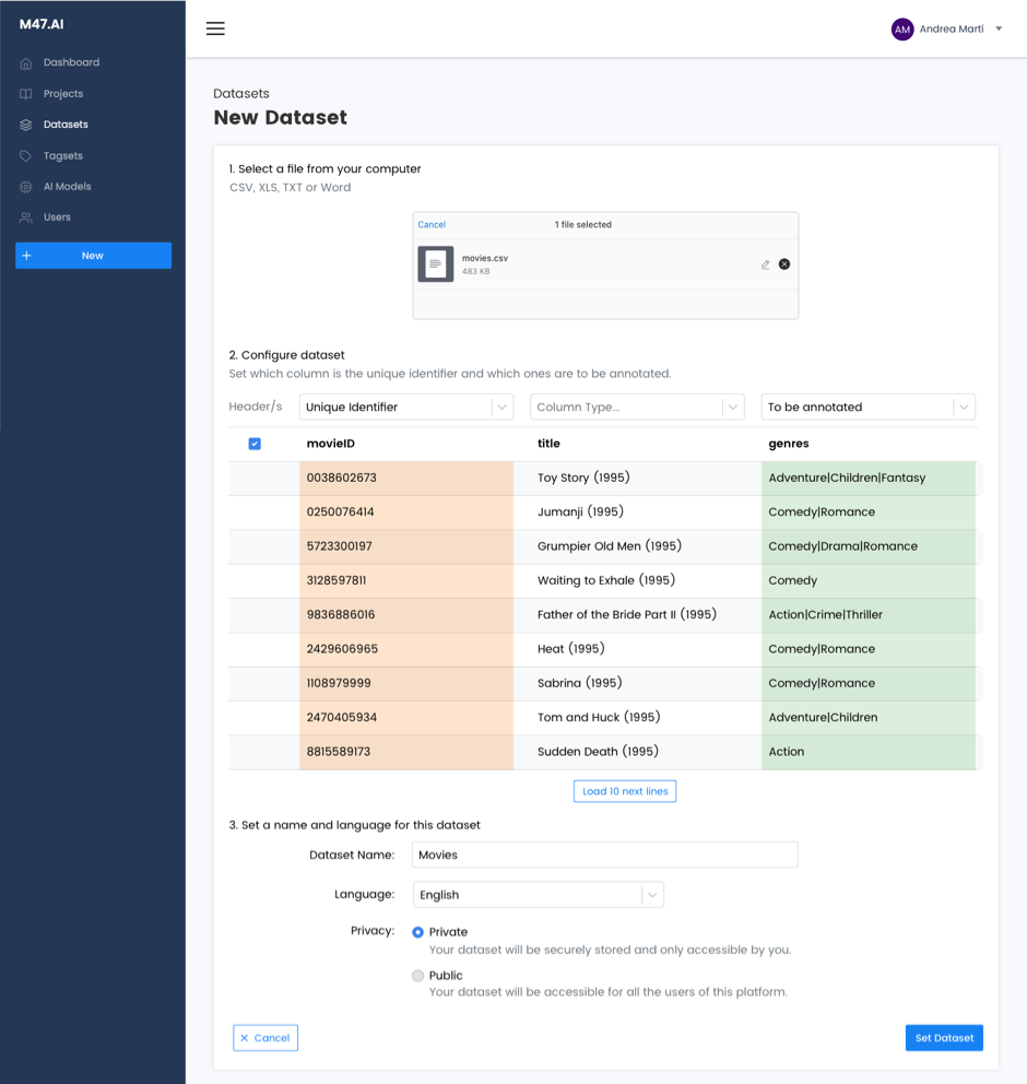 Dataset creation